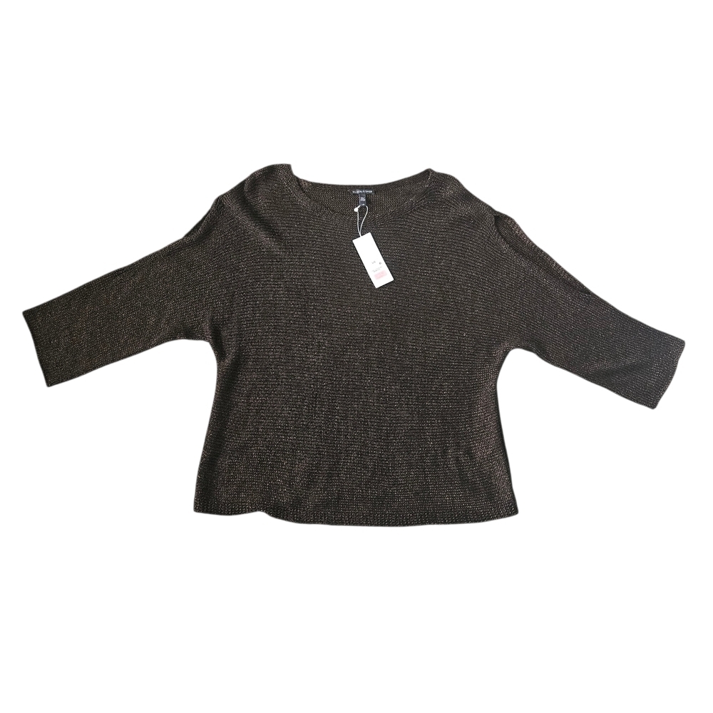 Eileen Fisher Brown Metallic Knit Top